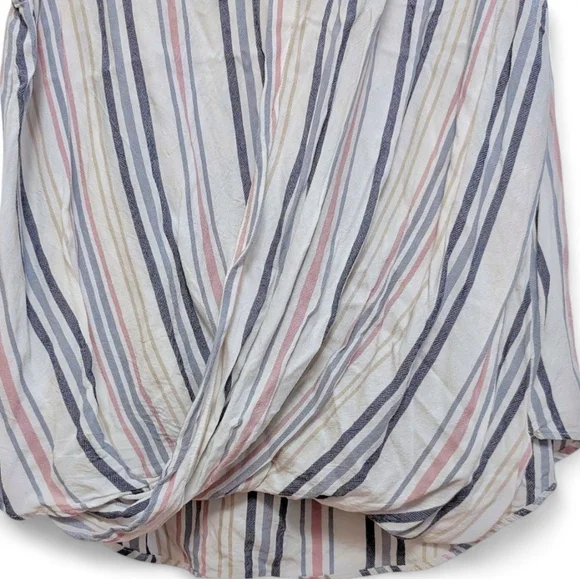 LIZ CLAIBORNE Wrap Blouse Sleeveless Striped White Blue Blush Crossover Medium - Picture 4 of 11